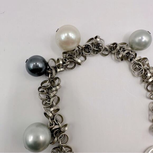 Unbranded Faux Pearl Dangle Bracelet Toggle Clasp Grey Silver White Gold Neutral - Picture 4 of 10